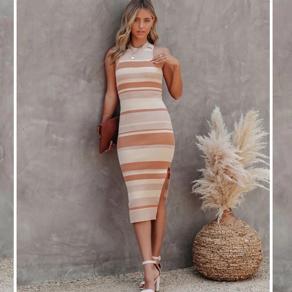 Vici Dresses & Skirts - Vienna Striped Knit MIDI Dress